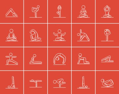 Yoga kroki Icon Set.