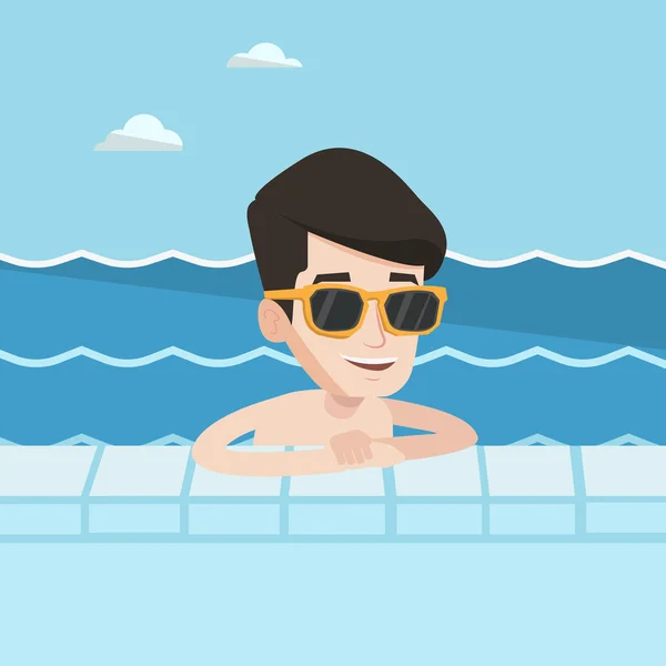 Smiling young man in swimming pool. — Stock Vector