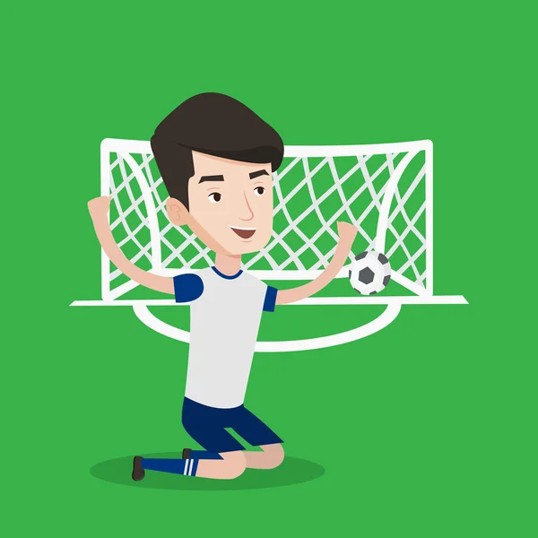 Jugador de fútbol celebrando gol de puntuación . — Vector de stock