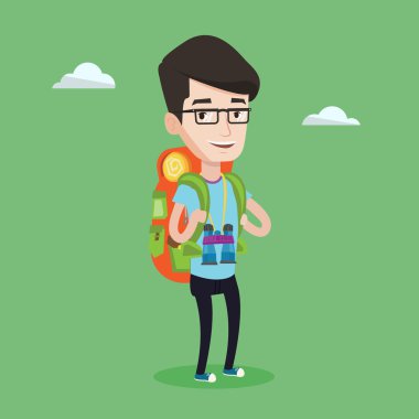 Sırt çantası ile neşeli Gezgin.