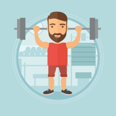 Adam spor vektör çizim halter kaldırma