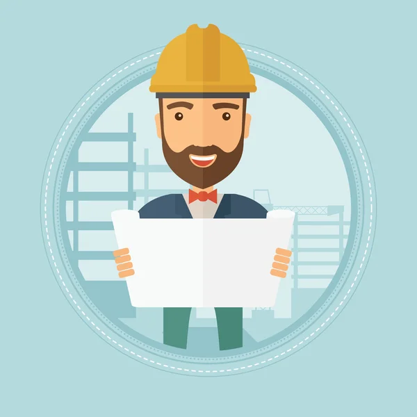 Ingeniero viendo una ilustración vectorial plano . — Vector de stock