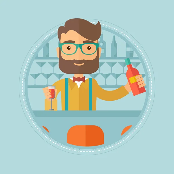 Bartender standing at the bar counter. — Stock Vector