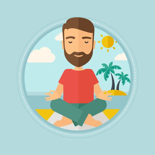Uomo meditando in loto posa vettoriale illustrazione . — Vettoriale Stock