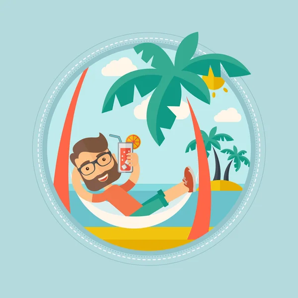 Man chilling in hammock vector illustration. — Stock Vector