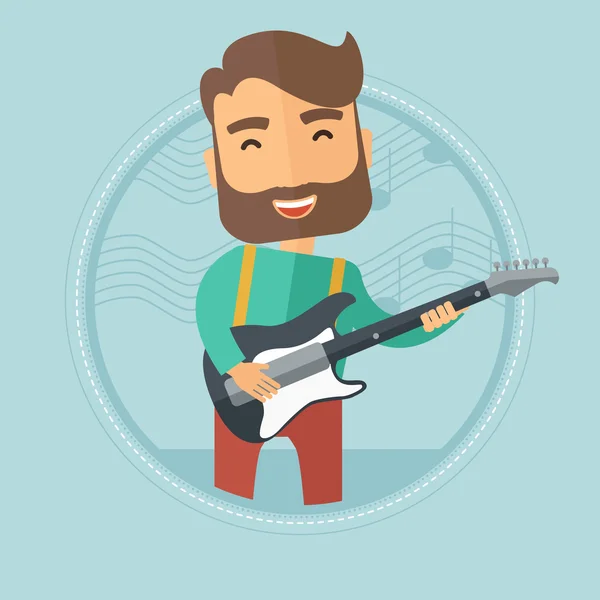 Musician playing electric guitar. — Stock Vector