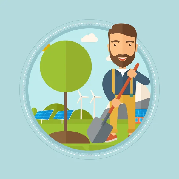 Man plants tree vector illustration. Vector Graphics