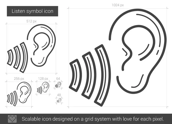 Luister symboolpictogram lijn. — Stockvector