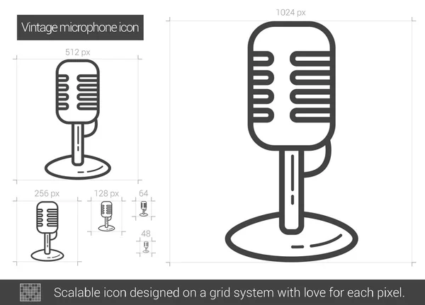 Vintage mikrofon vonal ikon. — Stock Vector