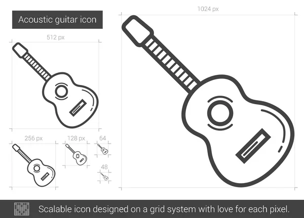 Ikone der akustischen Gitarrenlinie. — Stockvektor