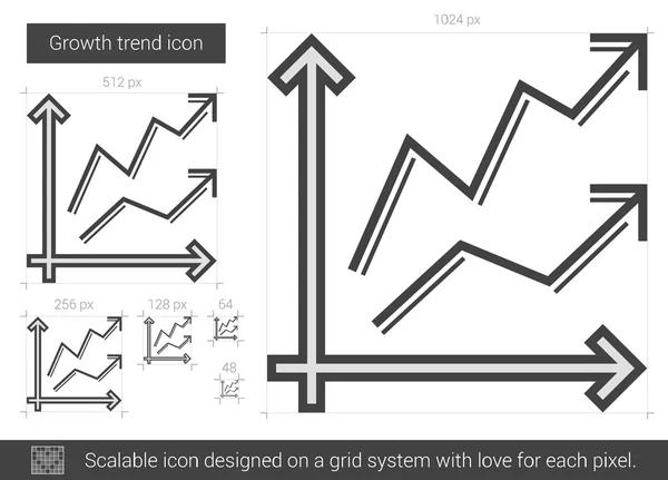 Groei trend lijn pictogram. — Stockvector