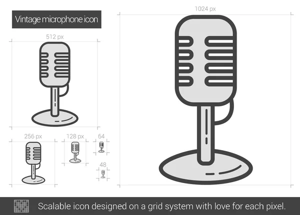 Vintage mikrofon vonal ikon. — Stock Vector