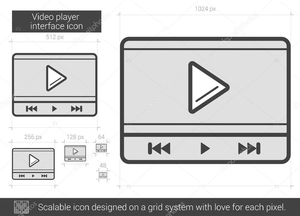 Video player interface line icon.
