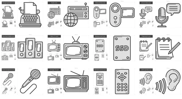 Set icona linea giornalismo . — Vettoriale Stock