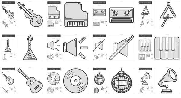 Muziek lijn pictogrammenset. — Stockvector