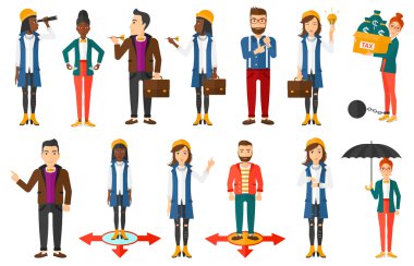 Vektör çizimleri ile iş adamları ayarla.