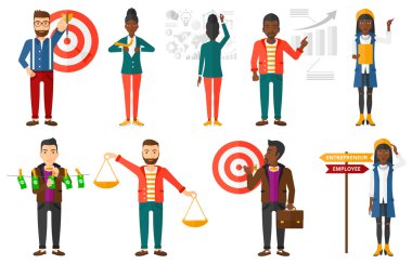 Vektör çizimleri ile iş adamları ayarla.