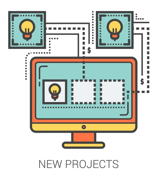 Noi proiecte linie de infografic . — Vector de stoc