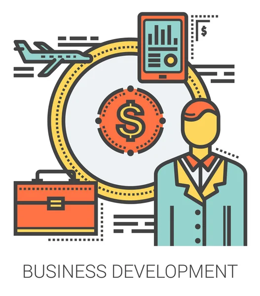 Business development line infographic. — Stock Vector