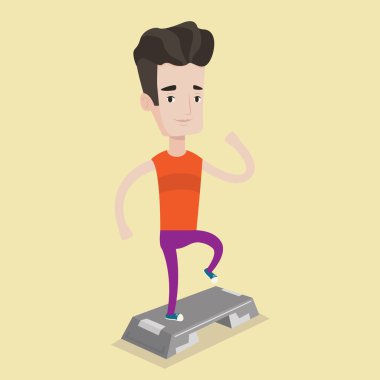 Man exercising on steeper vector illustration. clipart