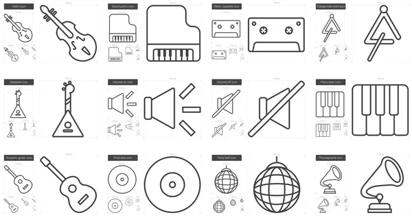 Muziek lijn pictogrammenset. — Stockvector