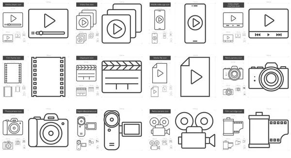 Media line icon set.