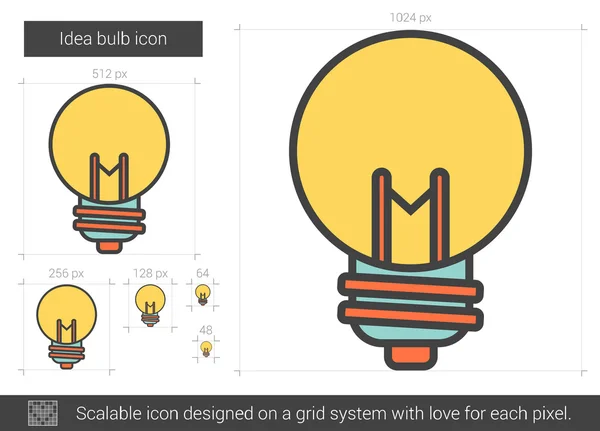 Idee lamp lijn pictogram. — Stockvector