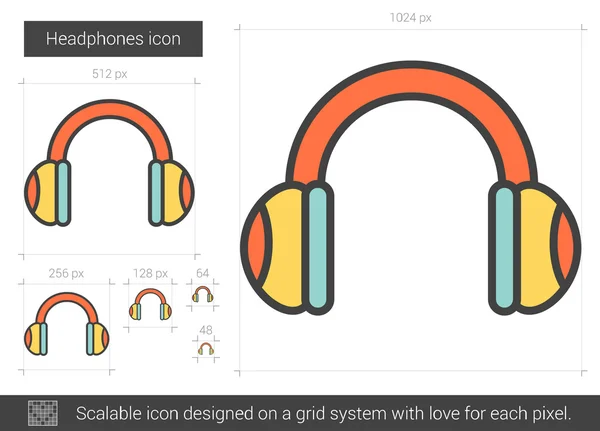 Headphones line icon. — Stock Vector