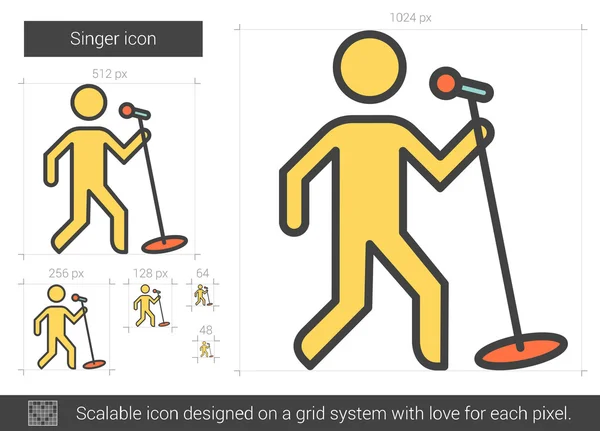 Pictogram van de lijn van de zanger. — Stockvector