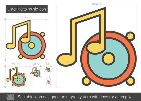 Escuchar música icono de la línea. — Archivo Imágenes Vectoriales