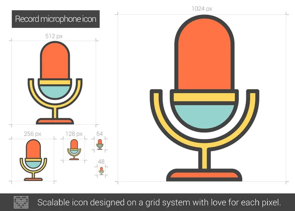 Grabar icono de línea de micrófono . — Vector de stock