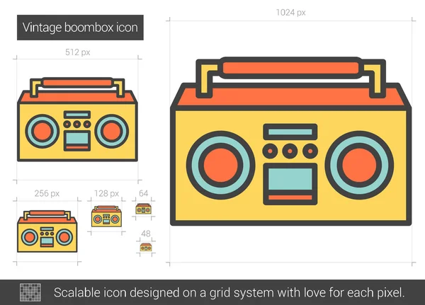 Vintage boombox satırı simgesi. — Stok Vektör