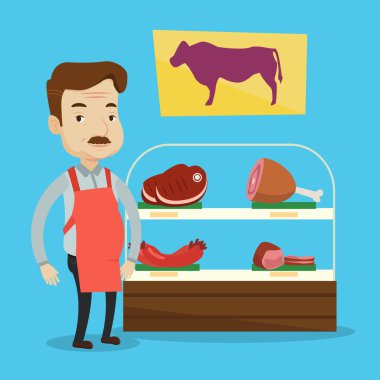 Taze et butchershop olarak sunan kasap.