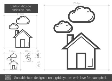 Karbondioksit emisyon satırı simgesi.