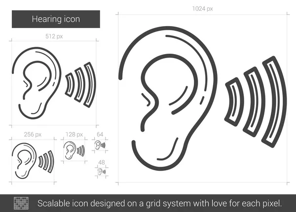Значок линии слуха . — стоковый вектор