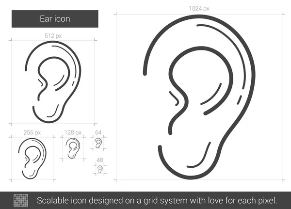 Icône de ligne d'oreille . — Image vectorielle