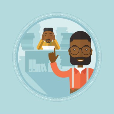 Stresli ofis işçi ve işvereni.