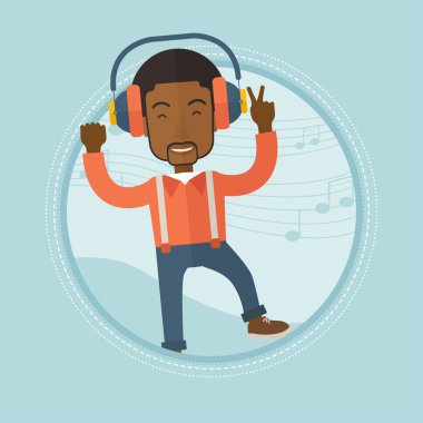 Kulaklıklar müzik ve dans adam.