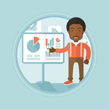 İşadamı vererek iş sunumu.