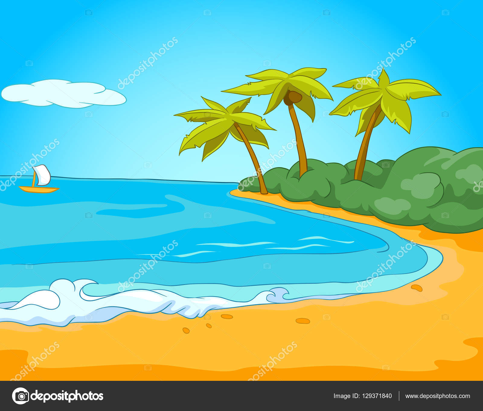 Cartoon background of tropical beach and sea. Stock Photo by  ©VisualGeneration 129371840