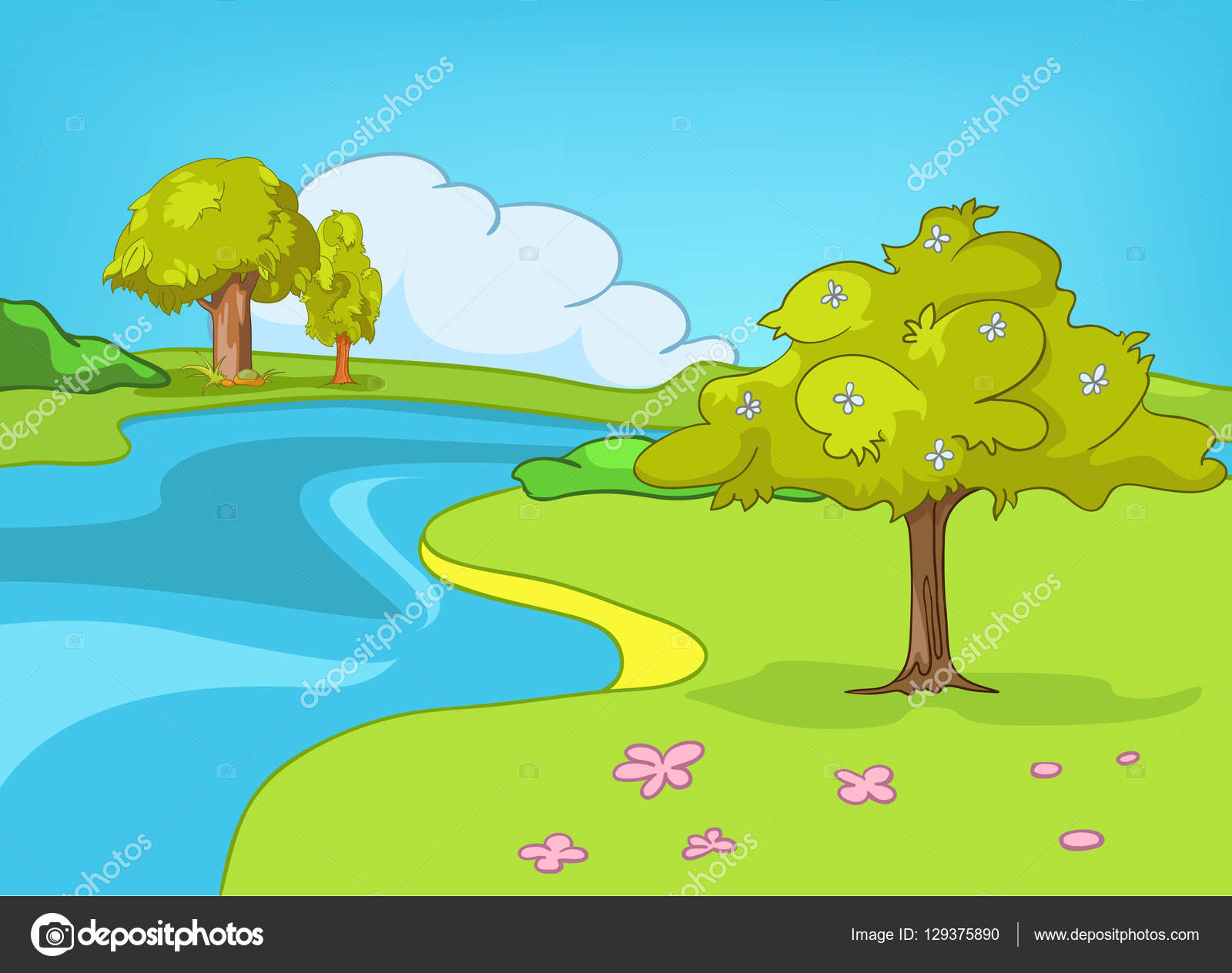 Cartoon background of summer landscape. Stock Photo by ©VisualGeneration  129375890