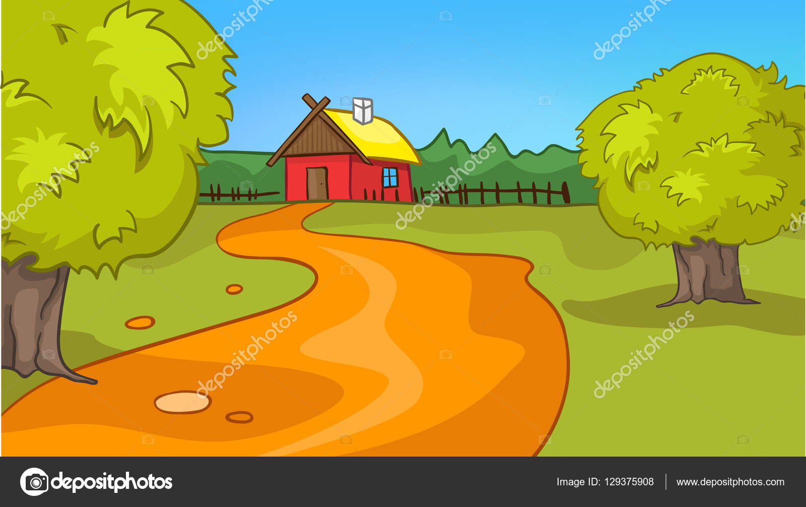 Cartoon background of countryside summer landscape Stock Photo by  ©VisualGeneration 129375908