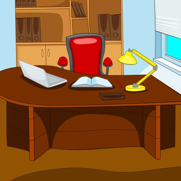 Cartoon background of workplace at office.
