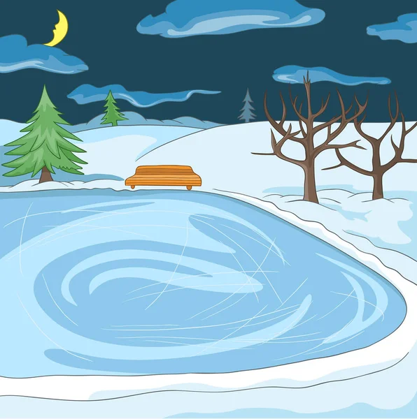 Cartoon background of outdoor skating rink. — Stock Photo, Image
