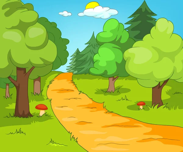 Cartone animato sfondo del paesaggio forestale . — Foto Stock