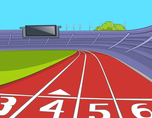 Cartoon bakgrund av stadion med löparbanor. — Stockfoto