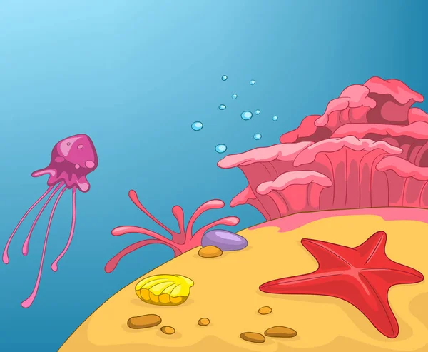 Cartoon background of underwater life. — Stock Photo, Image