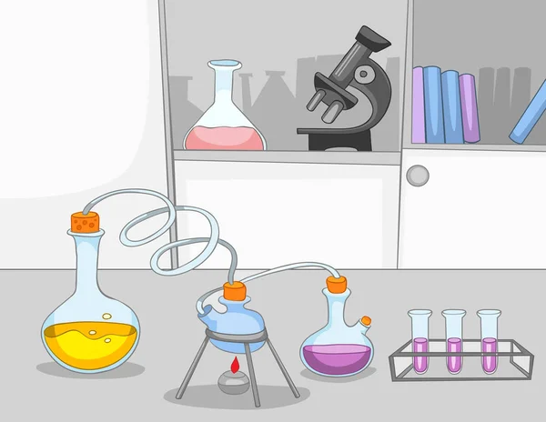 Мультяшний фон хімічної лабораторії . — стокове фото