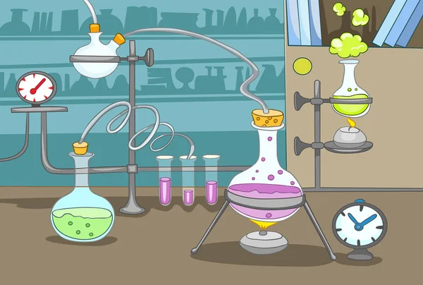 Мультфильм фона химической лаборатории . — стоковое фото