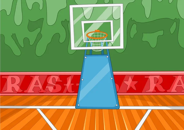 Fondo de dibujos animados de cancha de baloncesto . —  Fotos de Stock
